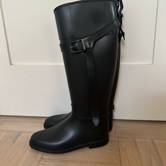 BURBERRY Black Rubber Rain Boots EU 38 - Picture 2 of 8